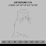 Cat Outline 1110 Embroidery File 6 sizes