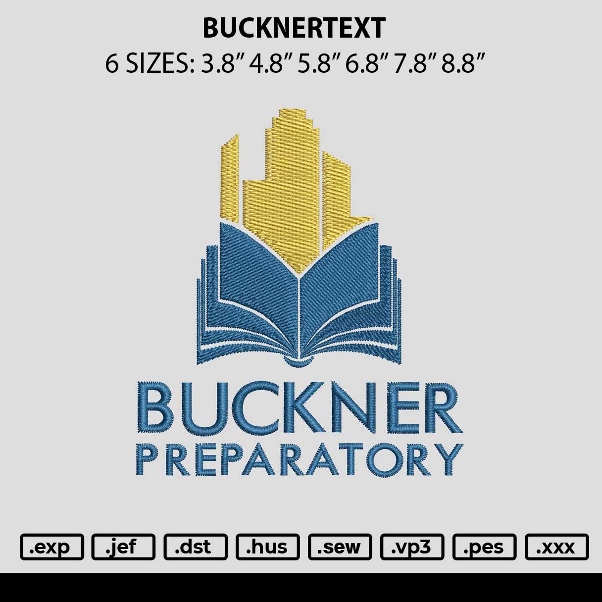 Bucknertext Embroidery File 6 sizes