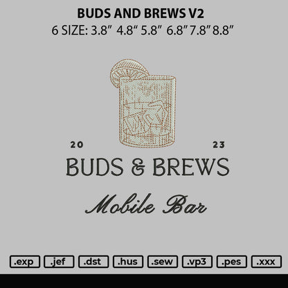 Buds And Brews V2 Embroidery File 6 sizes