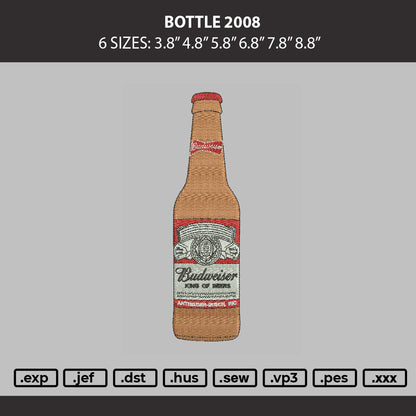 Bottle 2008 Embroidery Machine Design File 6 sizes