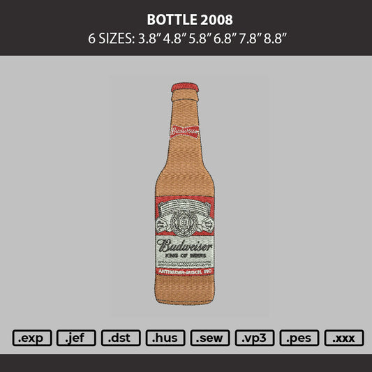 Bottle 2008 Embroidery Machine Design File 6 sizes