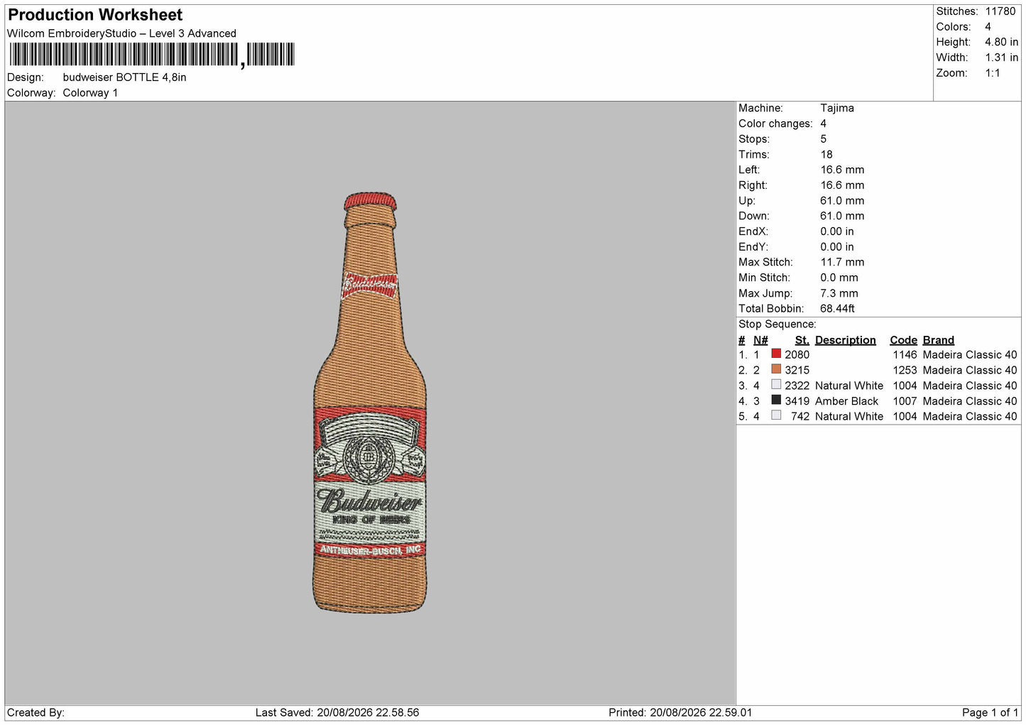 Bottle 2008 Embroidery Machine Design File 6 sizes