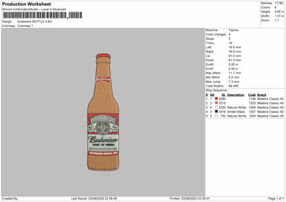 Bottle 2008 Embroidery Machine Design File 6 sizes