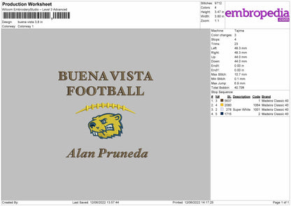 Buena Vista Embroidery Design File 4 size