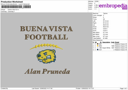 Buena Vista Embroidery Design File 4 size