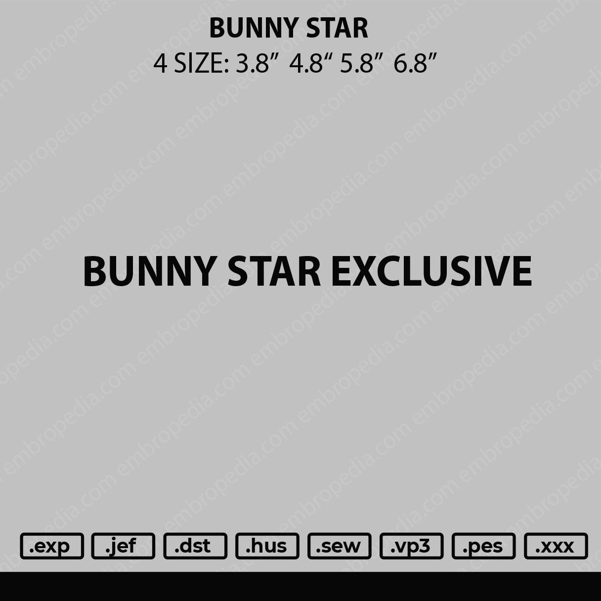 Bugs Bunny Star Embroidery Machiine Design File 4 size