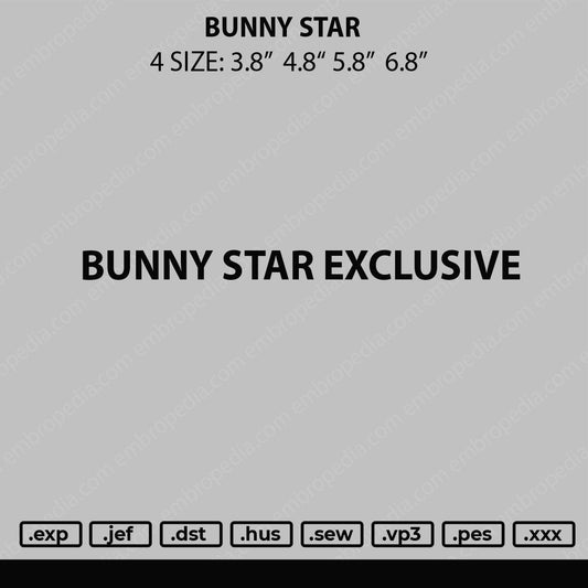 Bugs Bunny Star Embroidery Machiine Design File 4 size