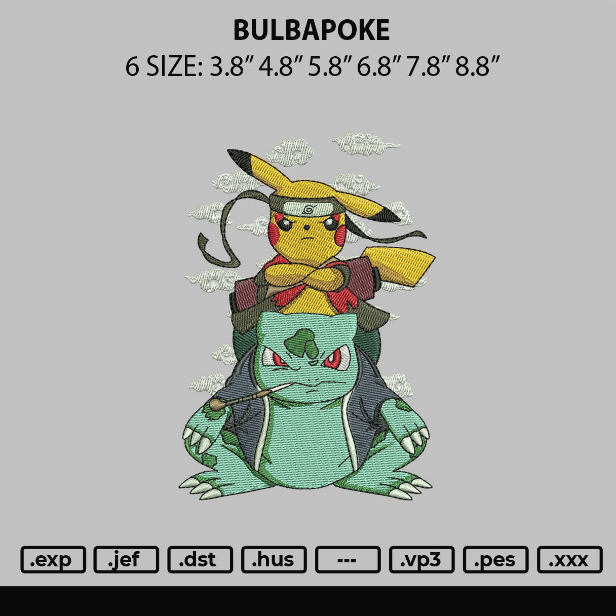 Bulbapoke Embroidery Machine Design File 6 sizes