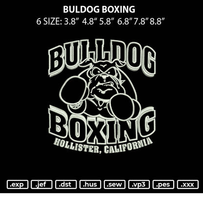 Buldog Boxing Embroidery Machine Design File 6 sizes