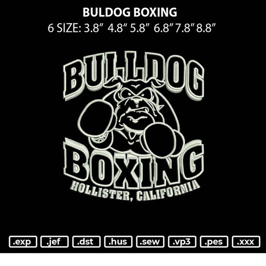 Buldog Boxing Embroidery Machine Design File 6 sizes