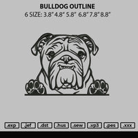 Bulldog Outline Embroidery File 6 sizes