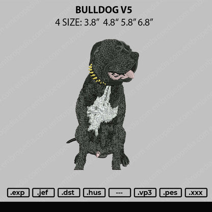 Bulldog V5 Embroidery File 4 size