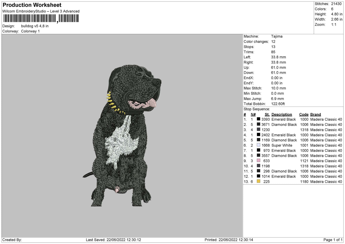 Bulldog V5 Embroidery File 4 size