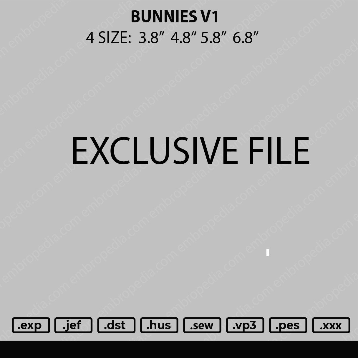Bunnies V1 Embroidery Machine Design File 4 size