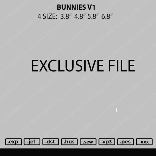 Bunnies V1 Embroidery Machine Design File 4 size