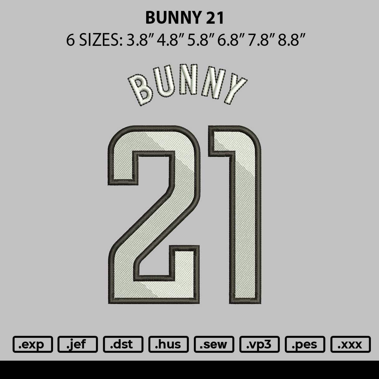 Bunny 21 Embroidery File 6 sizes