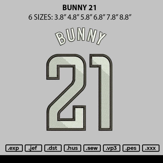 Bunny 21 Embroidery File 6 sizes