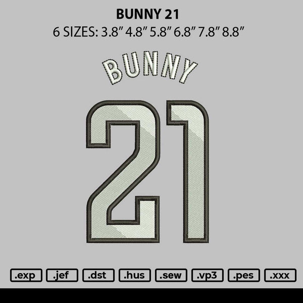 Bunny 21 Embroidery File 6 sizes