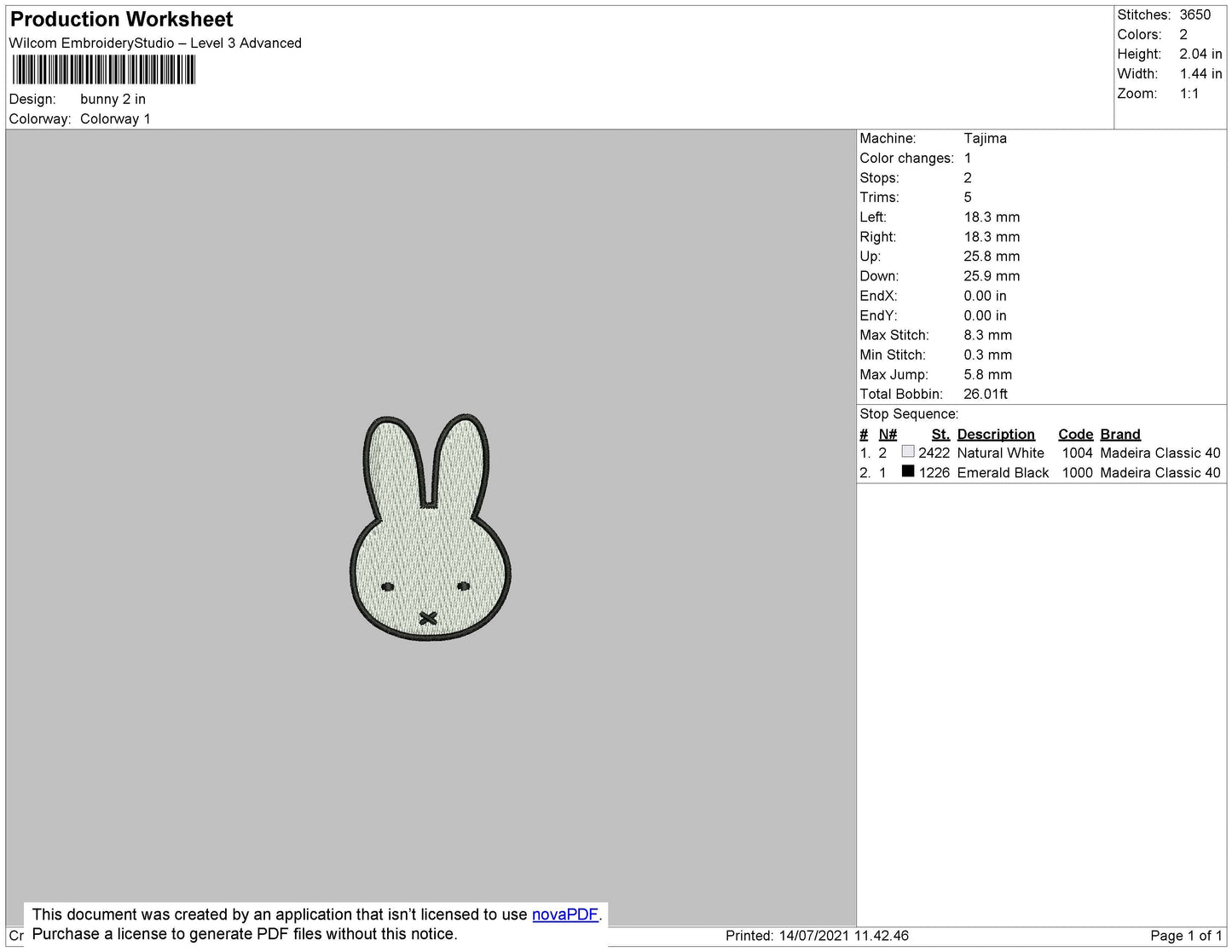 Bunny Embroidery Design File 4 size