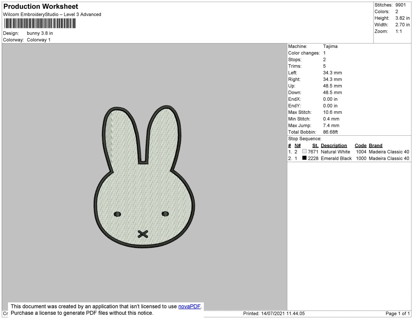 Bunny Embroidery Design File 4 size