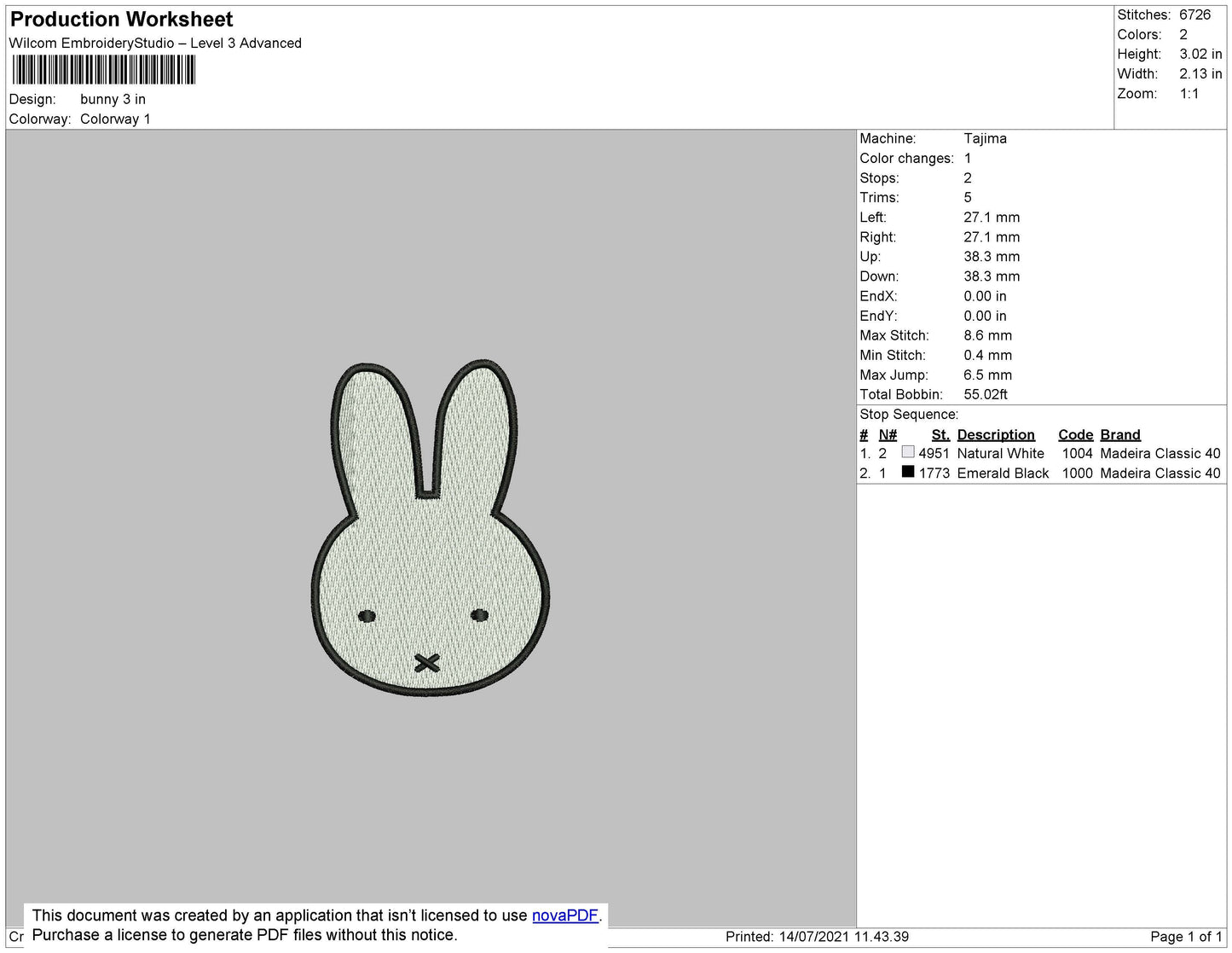Bunny Embroidery Design File 4 size