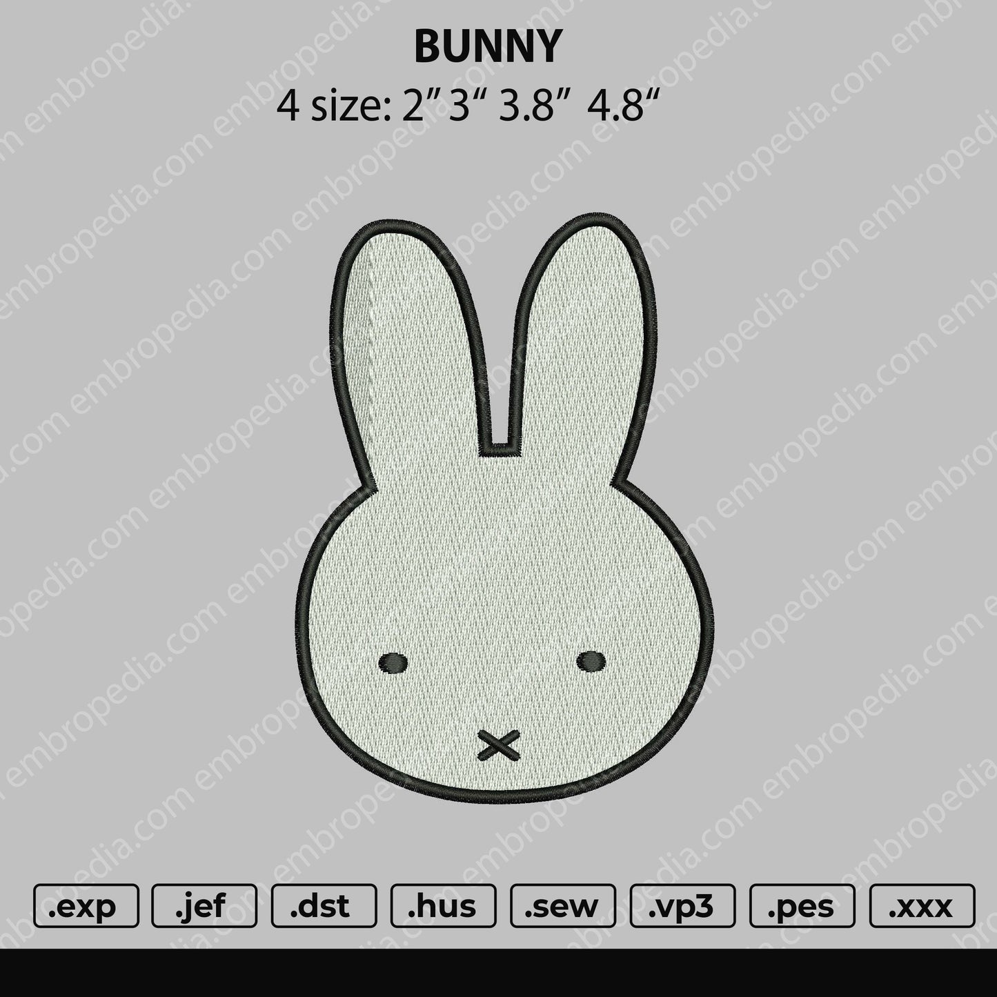 Bunny Embroidery Design File 4 size
