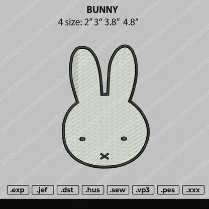 Bunny Embroidery Design File 4 size