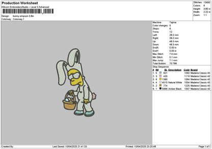 Bunny 1004 Embroidery File 6 sizes
