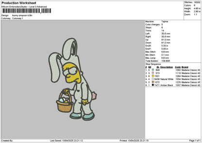Bunny 1004 Embroidery File 6 sizes
