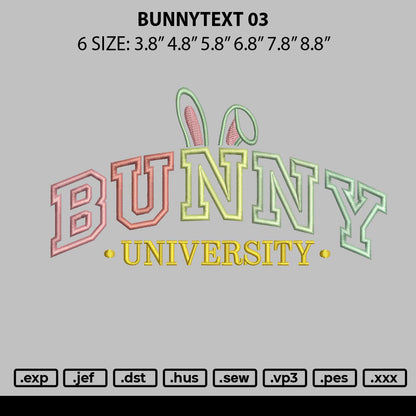 Bunnytext 03 Embroidery Mahcine Design File 6 sizes