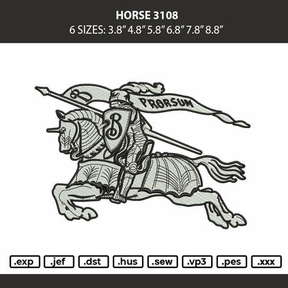 Horse Outline 3108 Embroidery Machine Design File 6 sizes