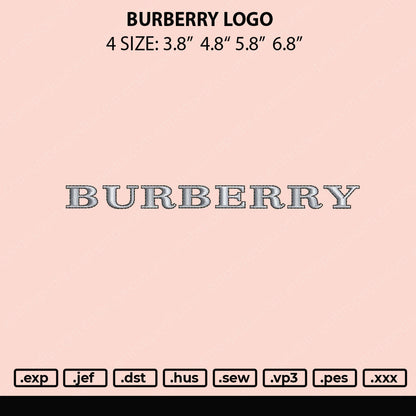 Burberry Logo Embroidery Machine Design File 4 size