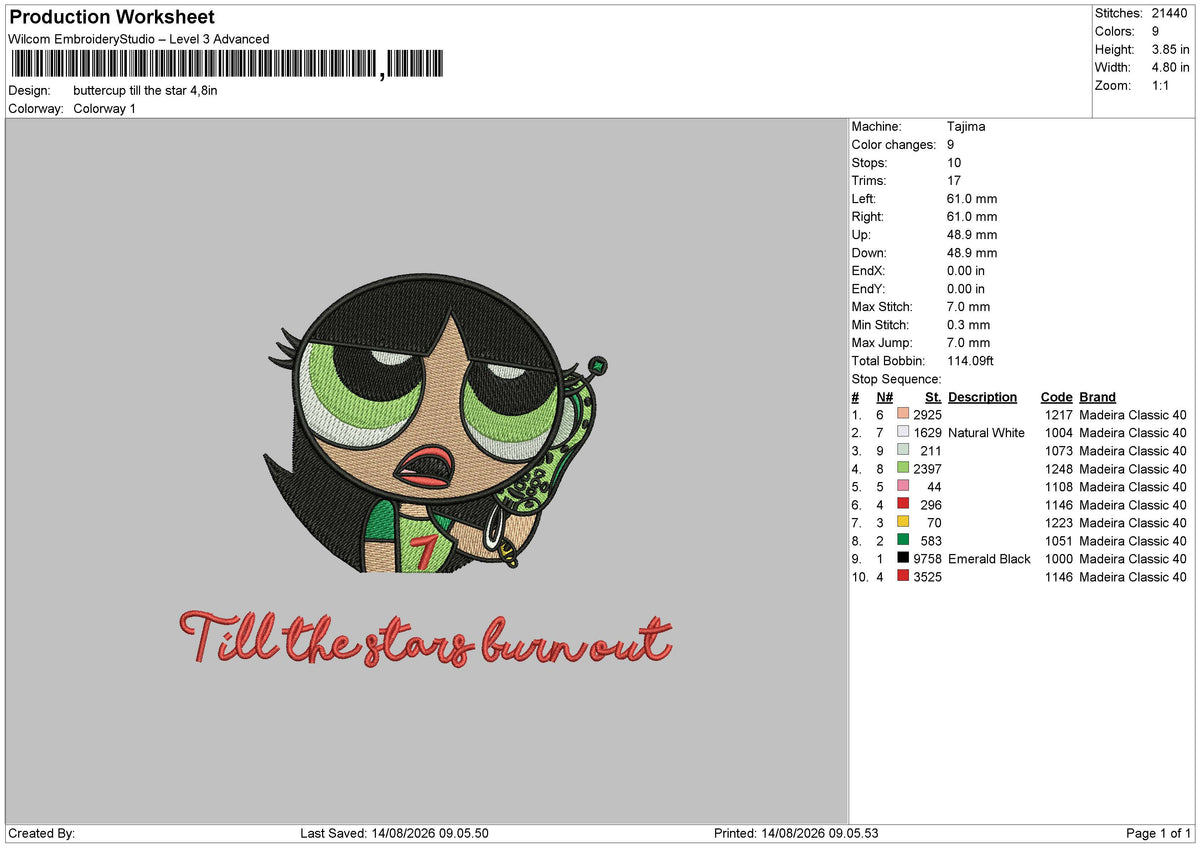 Buttercup 1408 Embroidery Machine Design File 6 sizes