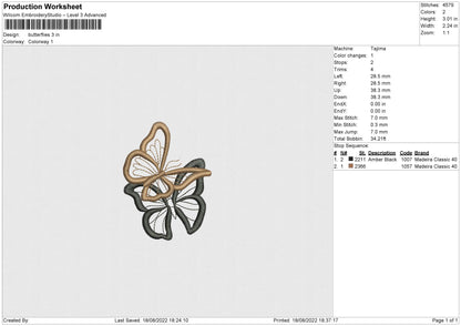 Butterflies 002 Embroidery File 5 sizes