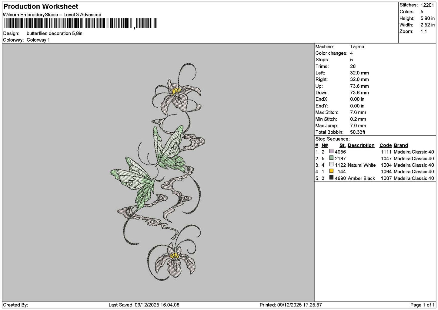 Butterflies 0912B Embroidery File 6 sizes