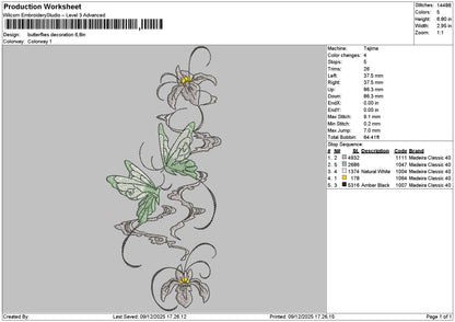 Butterflies 0912B Embroidery File 6 sizes