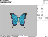 Blue Butterfly Embroidery File 3 size