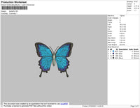 Blue Butterfly Embroidery File 3 size