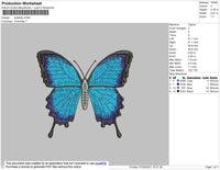 Blue Butterfly Embroidery File 3 size