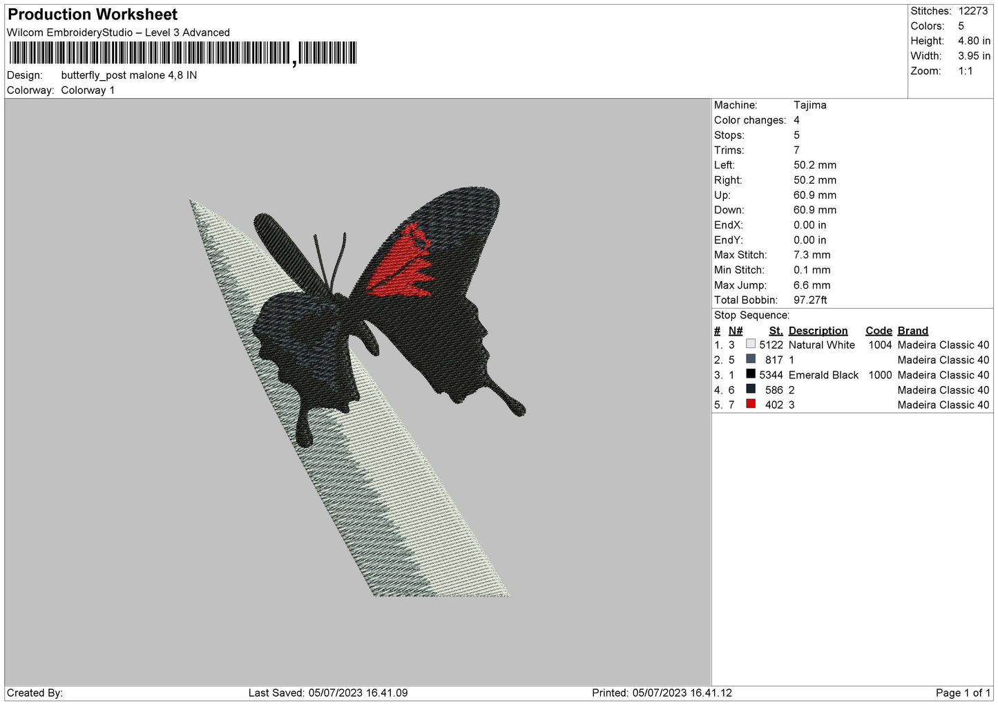 Butterfy Pmalone Embroidery Machine Design File 6 sizes