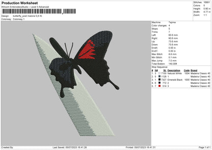 Butterfy Pmalone Embroidery Machine Design File 6 sizes