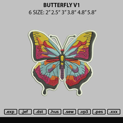 Butterfly V1 Embroidery Machine Design File 6 sizes
