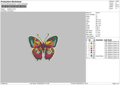 Butterfly V2 Embroidery Machine Design File 6 sizes