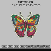 Butterfly V2 Embroidery File 6 sizes