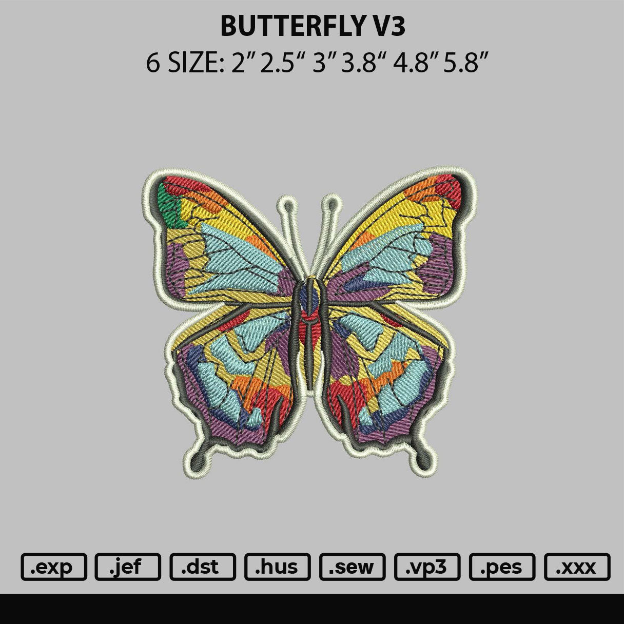 Butterfly V3 Embroidery Machine Design File 6 sizes