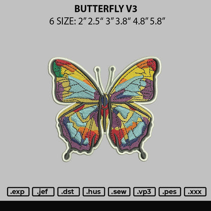Butterfly V3 Embroidery Machine Design File 6 sizes
