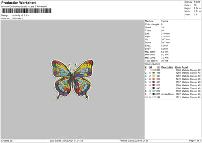 Butterfly V3 Embroidery Machine Design File 6 sizes