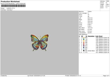 Butterfly V3 Embroidery Machine Design File 6 sizes