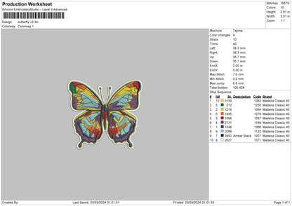 Butterfly V3 Embroidery Machine Design File 6 sizes
