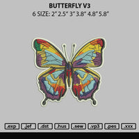 Butterfly V3 Embroidery File 6 sizes